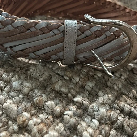 Linea Pelle Silver Chunky Genuine Leather‎ Braided BeltSize  display picture 2